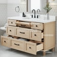 thumbnail image 3 of ARIEL Monroe 55 Inch Single Rectangle Sink Bathroom Vanity With Pure White Quartz Countertop 1.5 Inch Edge In Oak, 3 of 8