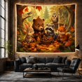 thumbnail image 6 of Woodland Animals with Acorn Basket in Autumn Forest, Whimsical Illustration for Nature Lovers, Charming Storybook Art, Housewarming Gift, Tapestry Wall Hanging for Bedroom and Living Room, 6 of 7