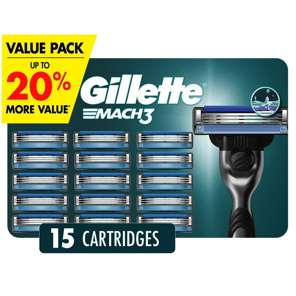 Gillette Mach3 Razor Blade Refills Razor Cartridges, Razor Refills for Men With Lubrication Strip, 3-Blade Razor Blades for Close Shave