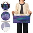 thumbnail image 4 of 2pcs Foldable Iron Frame Storage Basket Open Basket Bins Versatile Organizer for Laundry Bathroom Closet 16.9” x 11.4” x 7.7” Peacock Pattern, 4 of 7