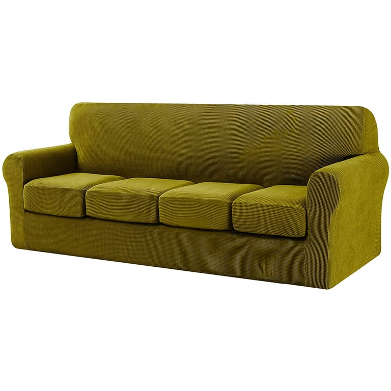 CHUN YI Sofa Cover with Separate Cushion Slipcover Stretch Checks XL Sofa Yellow Green Walmart
