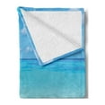thumbnail image 2 of Ocean Soft Flannel Fleece Throw Blanket, Paradise Coast in Tropical Caribbean Sea Sky View Beach House Theme, Cozy Plush for Indoor and Outdoor Use, 50" x 70", Cream Navy, by Ambesonne, 2 of 5