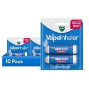 (10 pack) Vicks VapoInhaler, Soothing Non-Medicated Vapor Inhaler with Menthol Scent, 2 Count