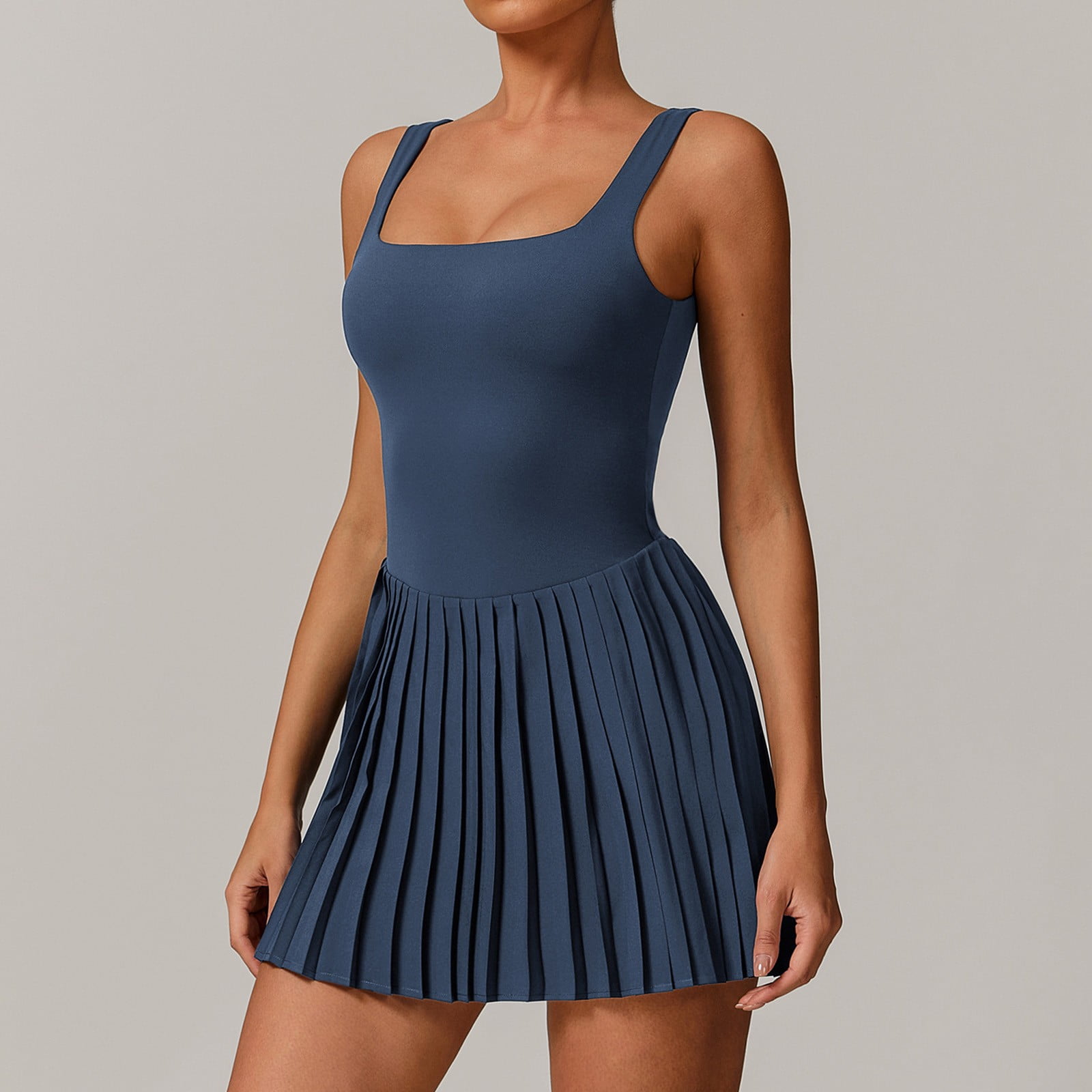 Tennis Dress Golf Dresses for Women with Shorts Breathable Pleated Padded Workout Dress Athletic Dresses with Pockets