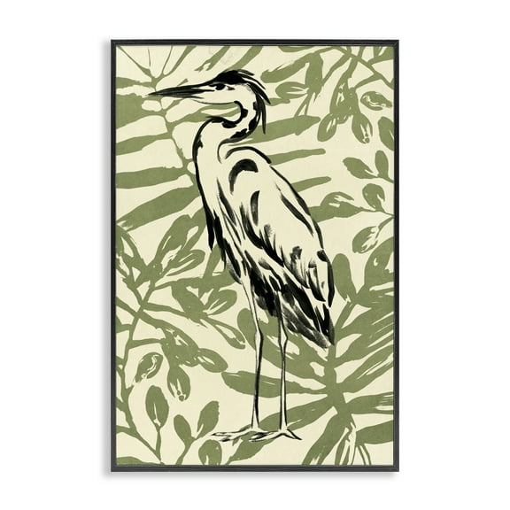 Stupell Industries Brushed Heron Portrait Animals & Insects Painting Black Framed Art Print Wall Art, 12 x 18