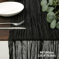 Guanhe Table Runner 35.5x71inch Boho Rustic Style Decorations Tablecloth for Wedding Decor Reception Bridal Shower Holiday Party(Black)