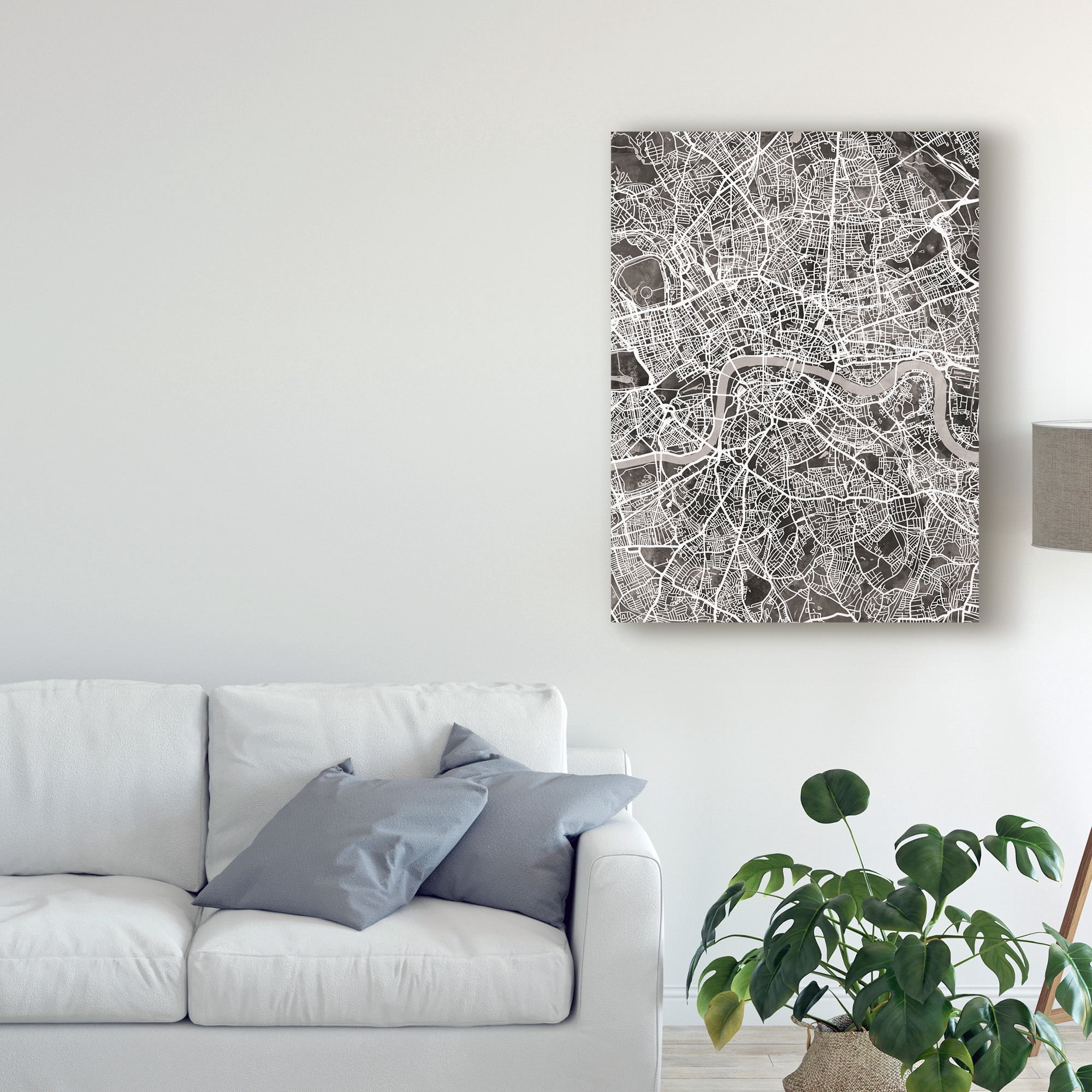 Trademark Fine Art 'London England Street Map Black' Canvas Art by Michael Tompsett
