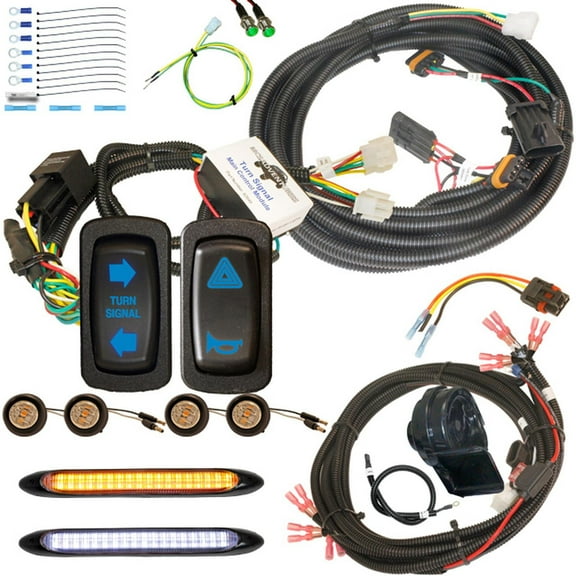 MCSADVENTURES Vertical Rocker Turn Signal with Horn/Hazard Combo Kit for 19 Ranger L Series -blue backlight - stick-on front lights