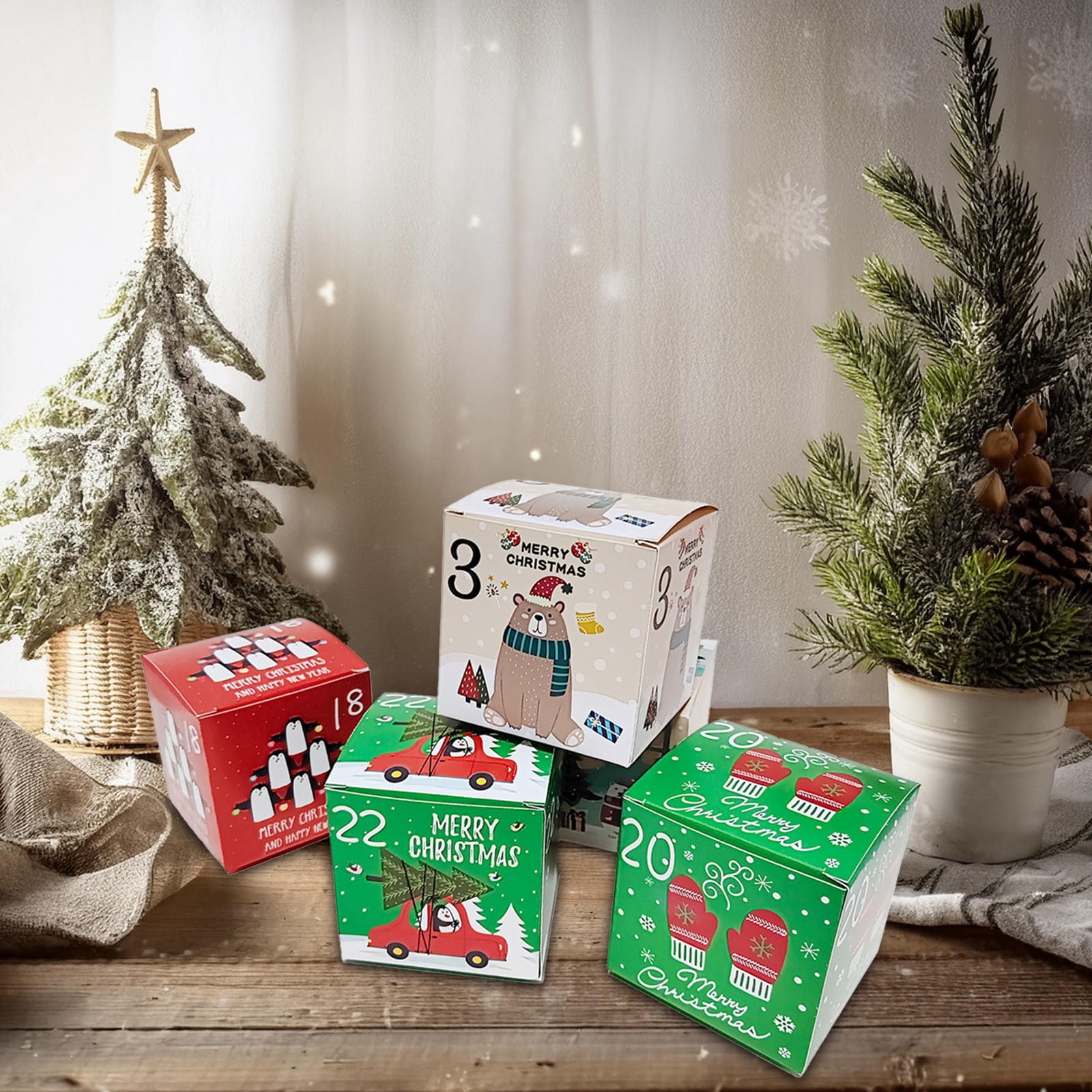 Cadorn 24 Empty Advent Calendar Boxes to Fill, Christmas Advent Calendar 24 Days Countdown Gift Christmas Gingerbread House Candies Treats Boxes for Xmas Holiday Decor(Candy Style)