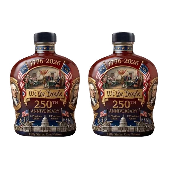 2Pcs 250 Anniversary Whiskey Bottle, We The People Heritage Whiskey Decanter, 1776-2026 250th Anniversary Decanter for Whiskey, Bourbon, Scotch and Spirits, 250th Anniversary Gifts for Men