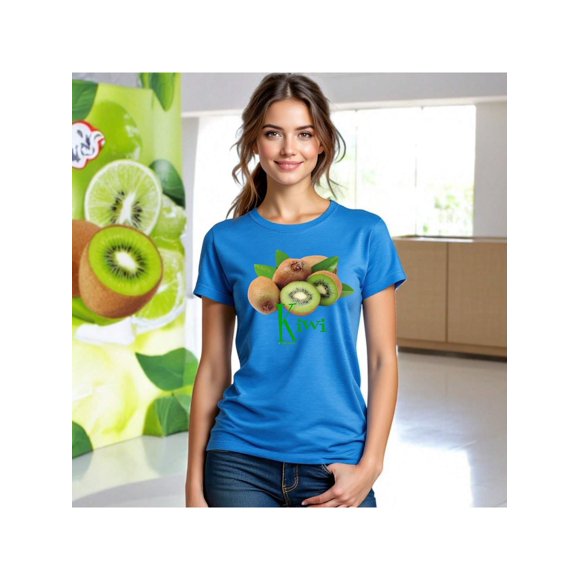 Playera Blusa De KIWI – Estilo Tropical que Te Llena de Vida Ropa Para Mujer Color Aqua Talla Extra Grande Marca Emil SaEs