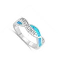 thumbnail image 4 of CHOOSE YOUR COLOR Blue Simulated Opal Knot Thumb Criss Cross Ring .925 Sterling Silver Band White CZ Female Size 5, 4 of 4