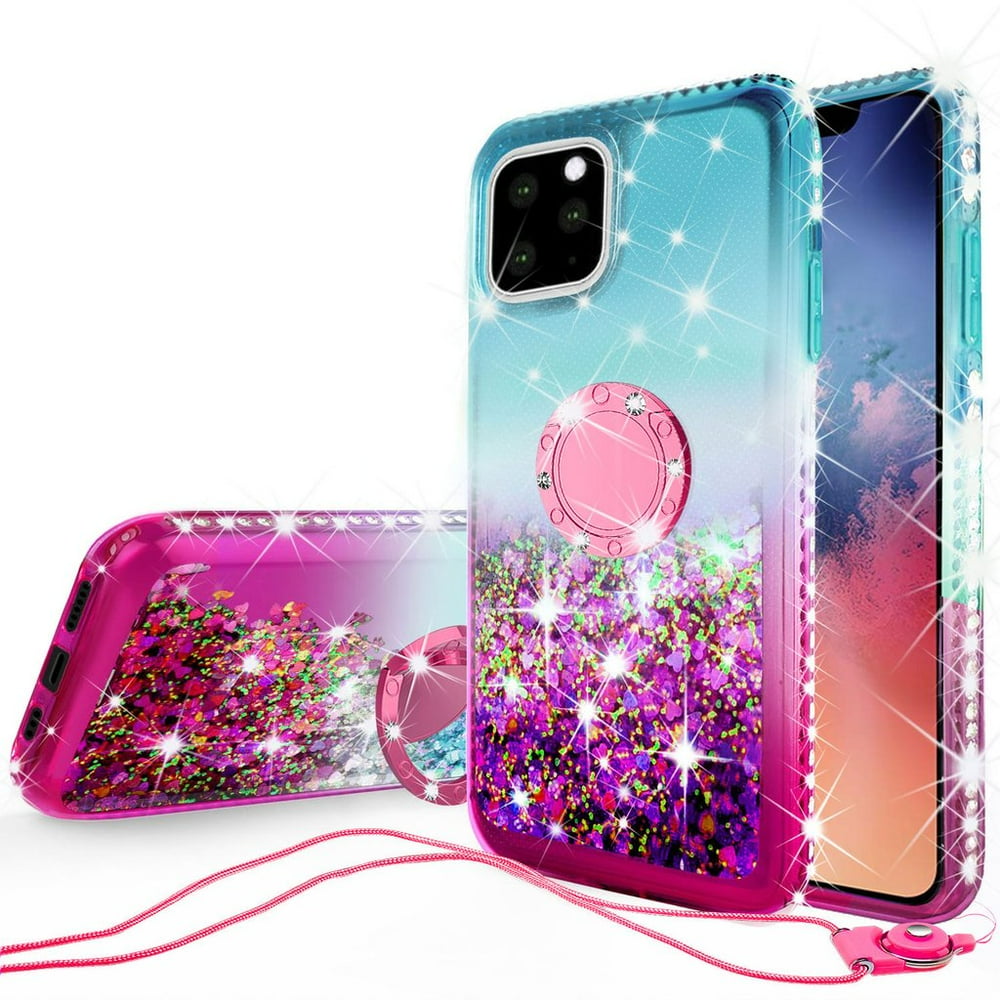 iPhone 11 Pro (2019) Case, Ring Kickstand Glitter Liquid Floating Bling