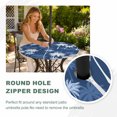 thumbnail image 4 of Round Outdoor Tablecloth with Umbrella Hole and Zipper, Tropical Palm Tree Tablecloth with Elastic Waterproof, Navy Blue White Plants Coastal Leaf Patio Table Covers for 45" - 54" Picnic Pool Tables, 4 of 9