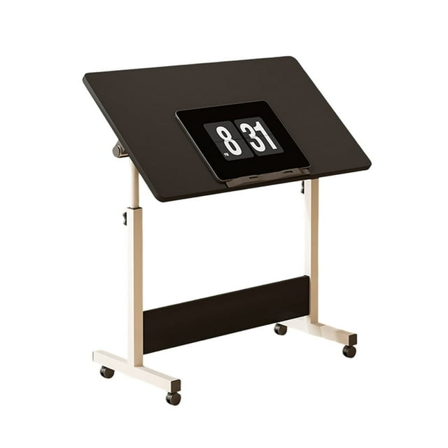 YUSAZENS Bureau Debout Mobile avec Roulettes, Bureau Assis-Debout à Hauteur Réglable pour Petits Espaces, Bureau d'Ordinateur Pliable à Roulettes pour Bureau à Domicile