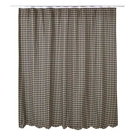 VHC Black Check Scalloped Shower Curtain