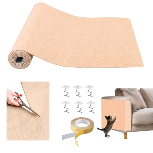 Almohadilla para rascar para gatos, disuasorio de arañazos para muebles, protector de sofá rascador para gatos de interior, incluye cinta y tornillos (78 x 15.8 pulgadas)