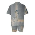 thumbnail image 5 of Ensemble Deux Pièces pour Femmes Mode Col Rond Blouse Manches Courtes Hauts Shorts Ensemble Décontracté 2 Pcs en Solde, 5 of 5