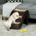 thumbnail image 2 of PawHut Foldable Pet Stairs 3-Step for Small Dogs w/ Non-slip Treads, Brown, 2 of 10