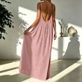 thumbnail image 6 of Bysome Women Dress Solid Color Sleeveless Round Neck Slit Dresses Summer Quick Dry Women Dresses Size L Light Pink, 6 of 8