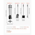 thumbnail image 3 of Neatifyes Fireplace Tool Set, 4 PCS Fire Tool Set and Holder with Three-Prong Stand, Ash Shovel, Brush, Fire Place Poker, Wrought Iron Fireplace Accessories for Campfire Indoor/Outdoor, Black, 3 of 9