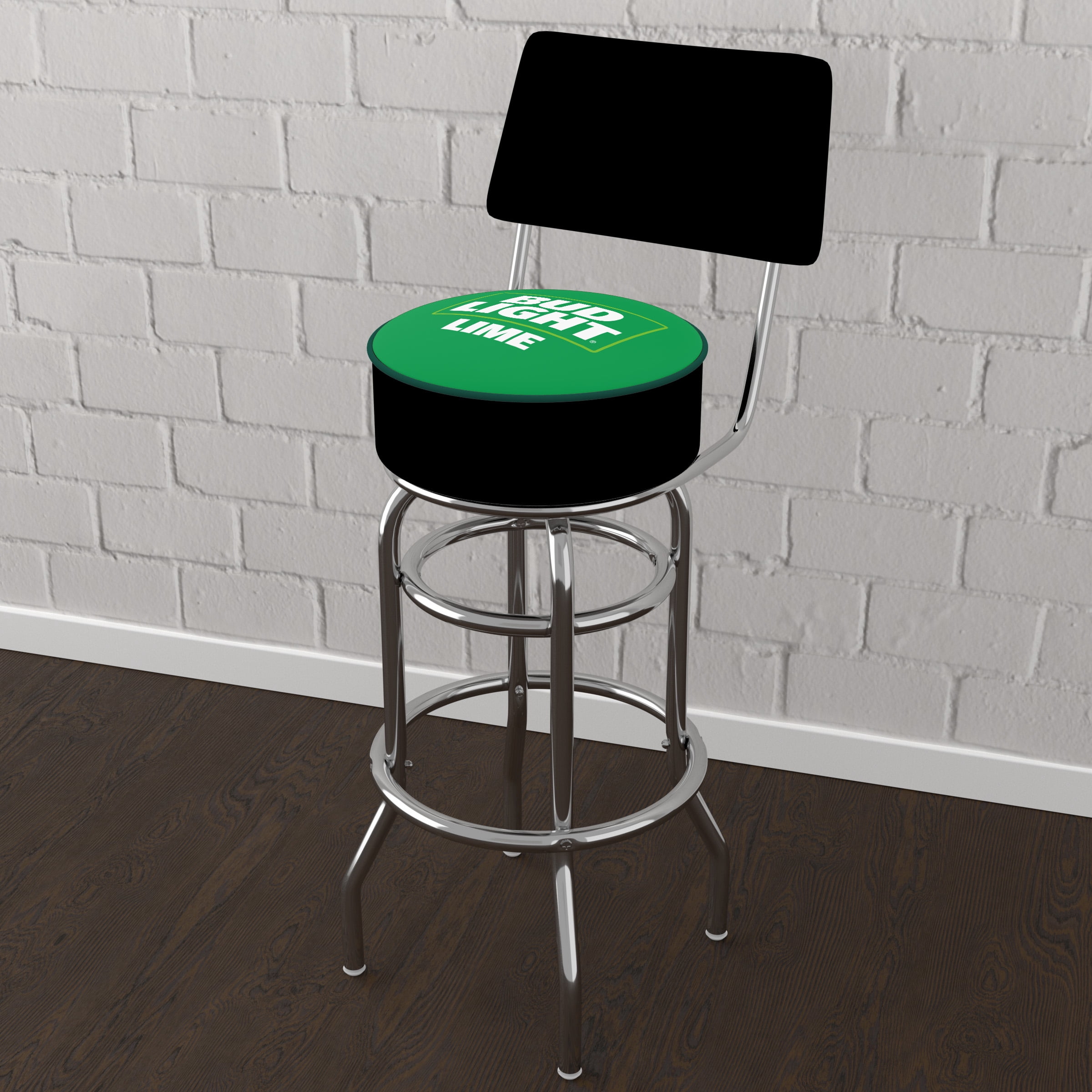 Trademark Gameroom Bud Light Lime Bar Stool with Back Rest