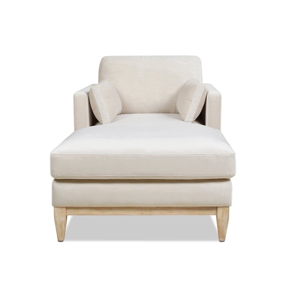 Jennifer Taylor Home Knox 65" Modern Farmhouse Performance Velvet Living Room Chaise Lounge Chair in French Beige