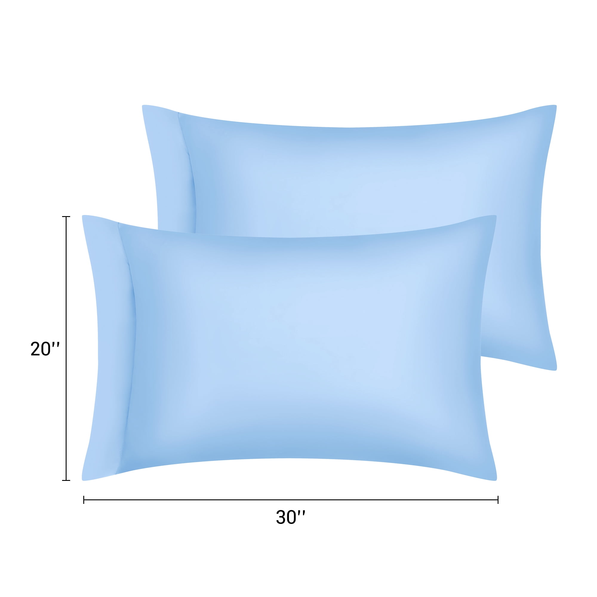 Unique Bargains Satin Pillow Cases Set of 2 Cooling Pillow Covers Queen Sky Blue