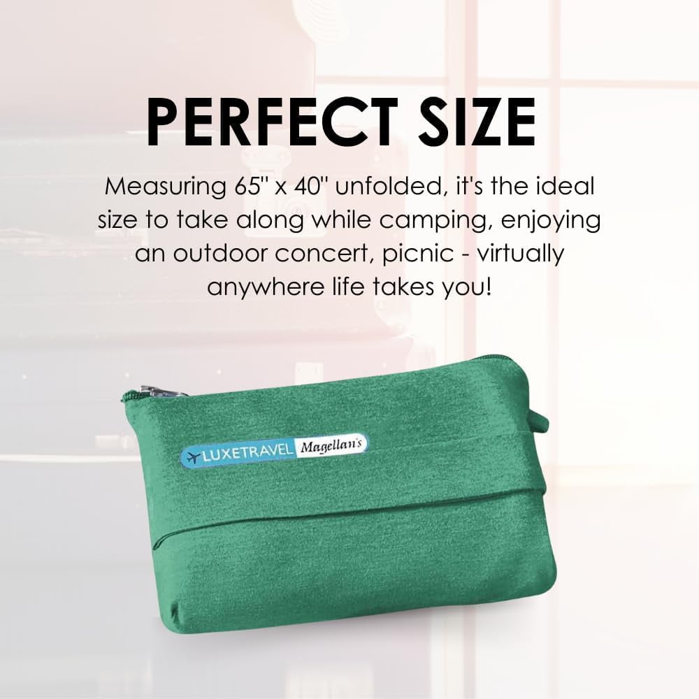 Sagefinds Airplane Travel Blanket | Perfect Gift for Long Travel Flights | Travel Essential - Green