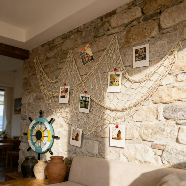 boys room fish.net Chanana Fish Net Decorations, 78 x 59 Inch, Ocean Themed Party Decor Beach,  Nautical Wall Hanging Fishing Net for Coastal Bedroom, Bathroom, or Under  The Sea Party Decorations, Beige