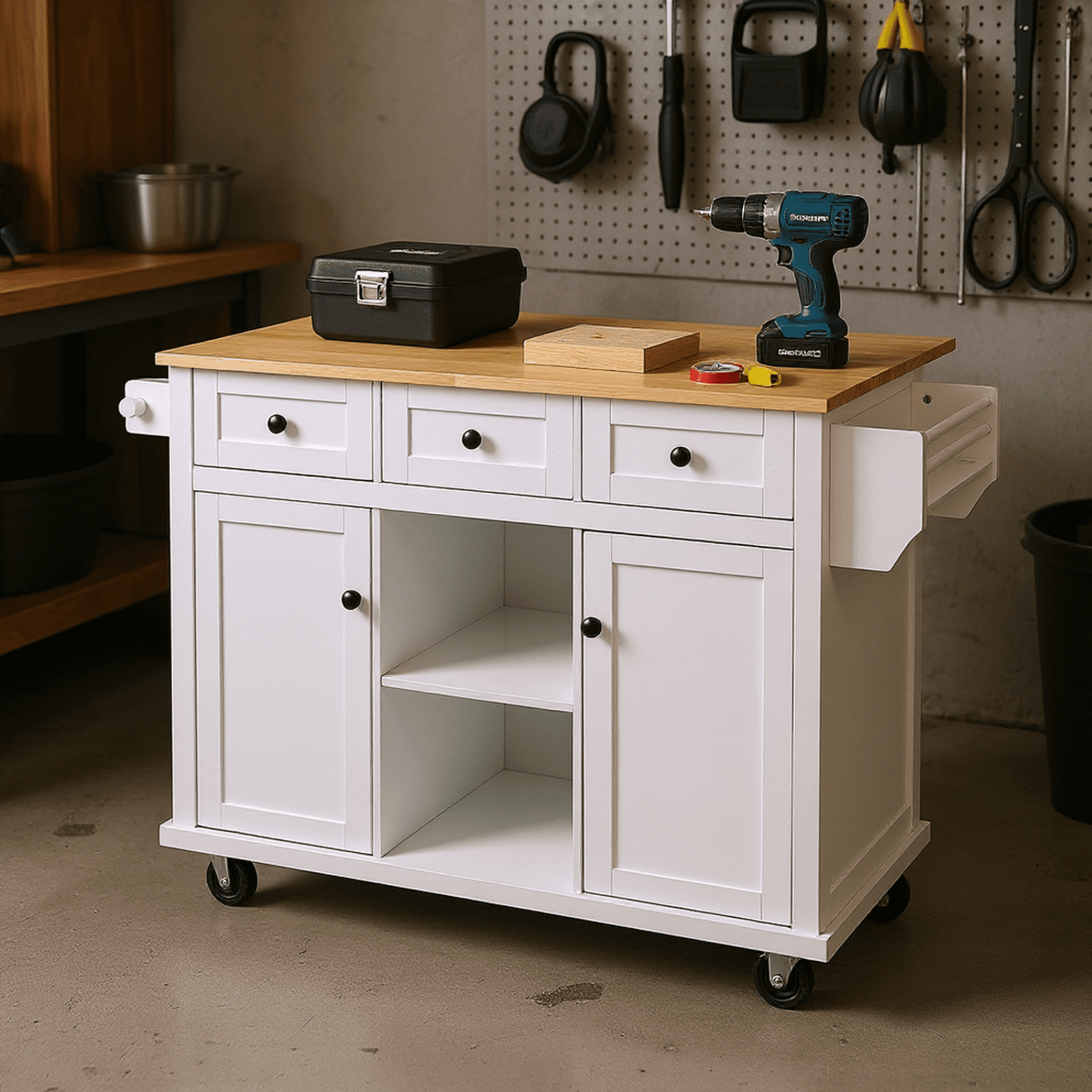 Homy Casa Multi-Purpose Rolling Utility Cart with Drop-Leaf Tabletop, Adjustable Storage Racks, and Wheels