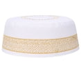 thumbnail image 1 of Polyester Mixed Cotton Cloth Muslim Prayer Hat Islam Man Embroidery Hat (Yellow 59cm), 1 of 8