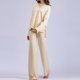 thumbnail image 3 of Mujer Jersey básico Pantalones Hombro caído Cuello en V Bolsillos de color sólido Traje diario, 3 of 7