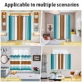 thumbnail image 6 of Modern Brown Teal Kitchen Curtains 72 Inch Length, Boho Contemporary Geometric Striped Grommet Top Bedroom Living Room Curtains, Light Filtering Cafe Curtain Drapes 2 Panels Set 104''x72'', 6 of 9