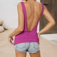 thumbnail image 2 of HXWCHs Women's Solid Deep V Backless Slim Elastic Vest T-Shirt Sleeveless top for Fashion L Hot Pink, 2 of 6