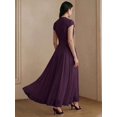 thumbnail image 6 of Bold Plum Womens Elegant High Neck Cap Sleeve A-Line Pleated Floor-Length, 6 of 6