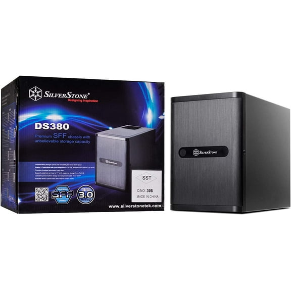 SilverStone Technology DS380B Premium Mini-Itx/DTX Small Form Factor NAS Computer Case, Black Newest Version DS380B-x