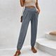 thumbnail image 3 of Pantalones Con Cordón Pantalones básicos para damas Slim Fit Estilo casual Cintura elástica Color sólido Traje deportivo Ygjytge Gris S para Mujer, 3 of 7