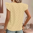 thumbnail image 3 of Oplxuo Womens Summer Sleeveless Tank Tops Crewneck Ruffle Sleeve Eyelet Shirts Blouses, 3 of 7