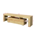 thumbnail image 5 of uhomepro Farmhouse TV Stand for Living Room up to 70" Television, Entertainment Center with RGB LED Lights and Storage Shelves Furniture, High Gloss TV Cabinet Console Table, Oak, 5 of 10