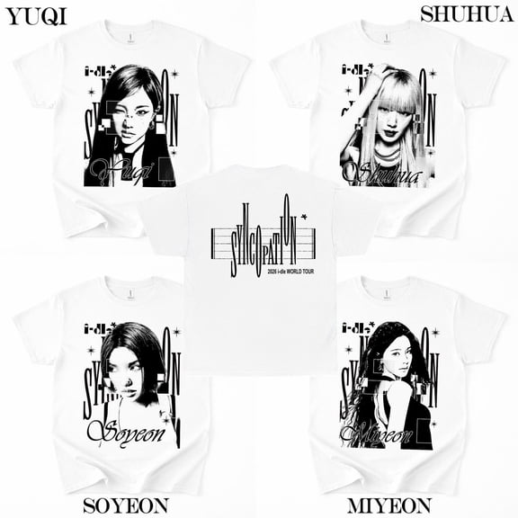 2 Sided I-DLE Kpop Graphic T-shirt, Syncopation, Vintage Music Theme Casual Tee