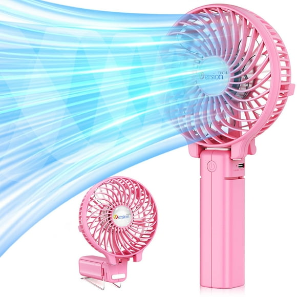 VersiónTECH. Mini ventilador portátil, ventilador de escritorio con batería USB, pequeño ventilador de mesa personal de mano con ventilador eléctrico plegable de refrigeración recargable por USB para