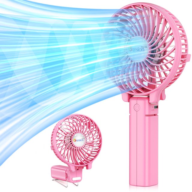 VersiónTECH. Mini ventilador portátil, ventilador de escritorio con batería USB, pequeño ventilador de mesa personal de mano con ventilador eléctrico plegable de refrigeración recargable por USB para