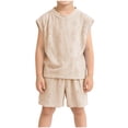 thumbnail image 2 of Freshbabe Boys 2-Piece Casual Outfit, Sleeveless Tank Top + Elastic Shorts, Breathable Summer Playwear for Toddlers, Multi-Colors, 2 of 6