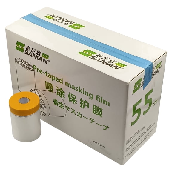 Pre-Taped Masking Film Film and Masking Tape in one Plastic Tape and Drape Roll Painters Plastic (20 Pack, Each roll 22" Wide x 82 feet Long)