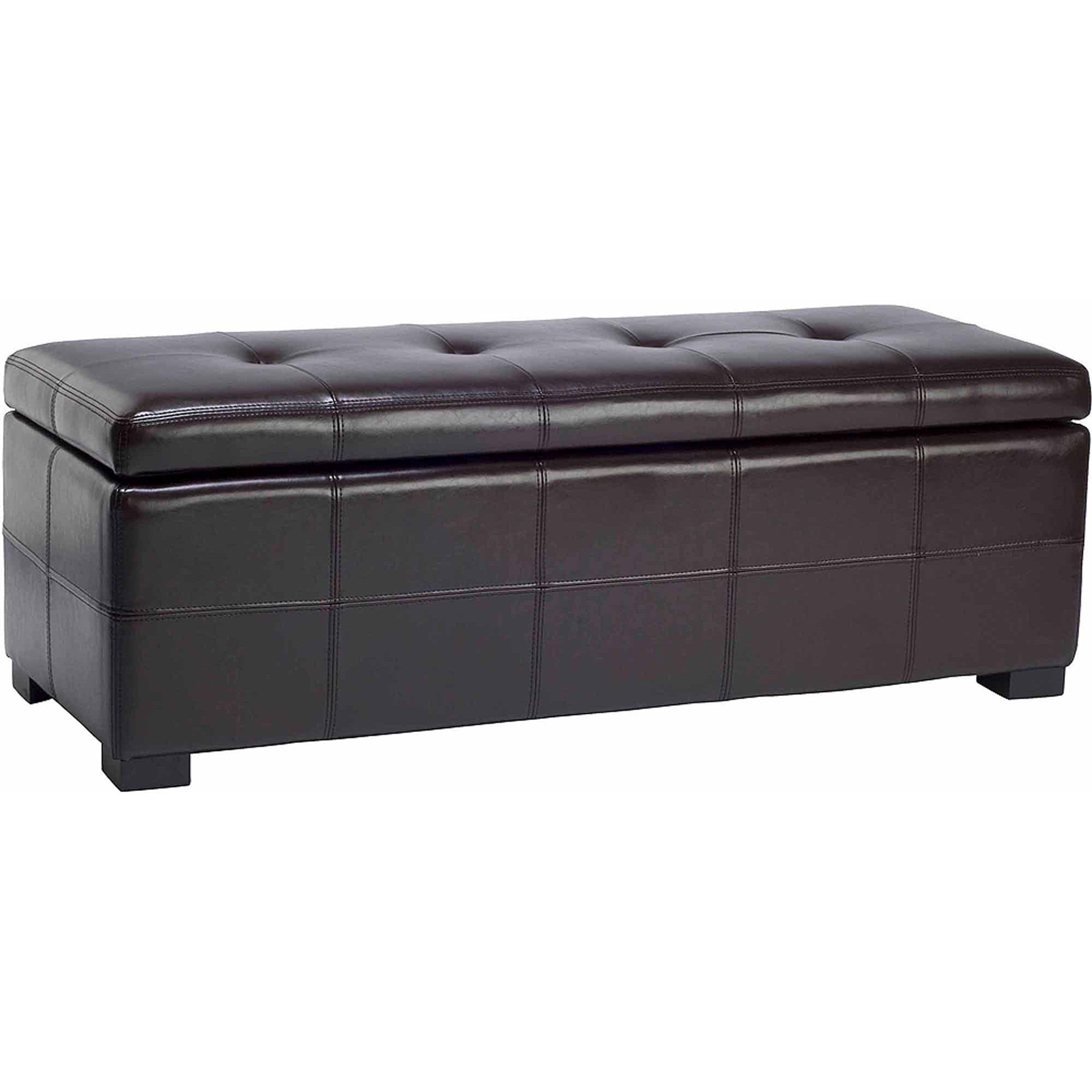 SAFAVIEH Maiden Large Rustic Flip Top Tufted Storage Bench, Brown
