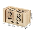 thumbnail image 2 of Uxcell Vintage Wood Block Perpetual Calendar, Reusable Wooden Month Date Display Blocks for Desk 3.7", Brown, 2 of 4
