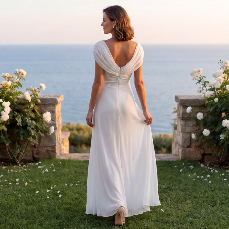 white sleeveless chiffon loose dress LISTHA Womens Chiffon Dress Draped Neck Sleeveless Solid Ruffle Vintage Elegant Flowy Maxi Dress White L, Women's, Size: Large