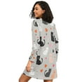 thumbnail image 2 of FORMRS Womens Long Sleeve Nightgowns Crew Neck Sleep Shirt Soft Pajamas Sizes S-3XL, Gray Cartoon Pattern, 2 of 8