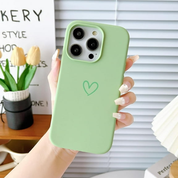for iPhone 14 Pro Case Silicone Shockproof Women Girls Heart with Soft Anti-Scratch Microfiber Lining Protective Phone Case for iPhone 14 Pro Mint